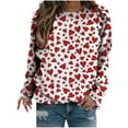 thumbnail image 2 of Aboser Valentine's Day Shirts for Women Pink Love Heart Graphic Shirt Casual Long Sleeve Tops Trendy Crewneck Pullover Tees, 2 of 5