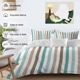 thumbnail image 4 of Brown Stripe Bedding 3 Piece Duvet Cover Set Full Size, Ombre Geometric Teal Green Vertical Striped Soft Microfiber Comforter Cover with Zipper Closure & Pillowcases, FadeResistant Quilt Cover, 4 of 9