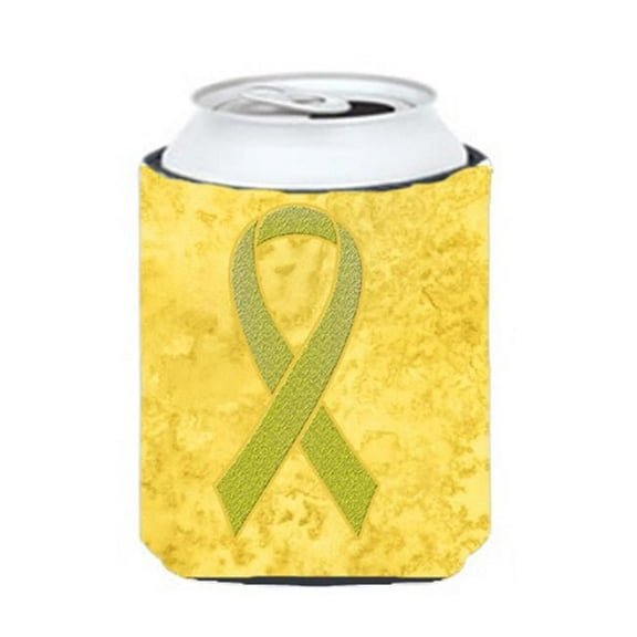 Yellow Ribbon For Sarcoma, Bone Or Bladder Cancer Awareness Can Or Bottle Hugger, 12 Oz.