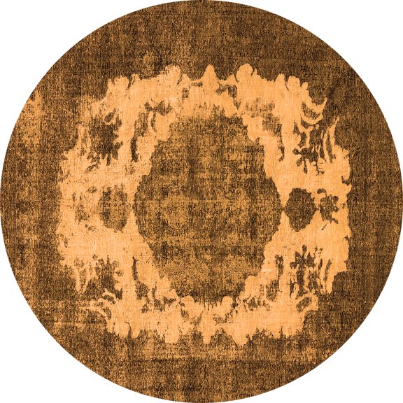 Ahgly Company Indoor Round Oriental Orange Industrial Area Rugs, 3' Round
