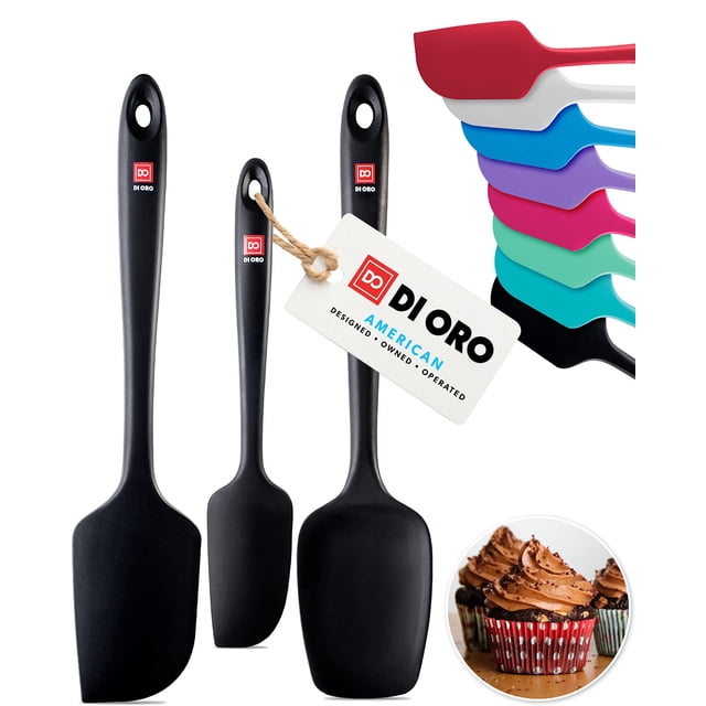 DI ORO Silicone Spatula Set - Rubber Kitchen Spatulas for Baking, Cooking, & Mixing - 600°F Heat-Resistant & BPA Free Silicone Scraper Spatulas fo