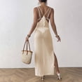 thumbnail image 4 of Conairie Swim Suit Coverup For Womens Sleeveless Loose Hollow Knit Bathing Suits Cover Ups Summer Bikini Vacation Long Dress Outfits Beige One Size, 4 of 5