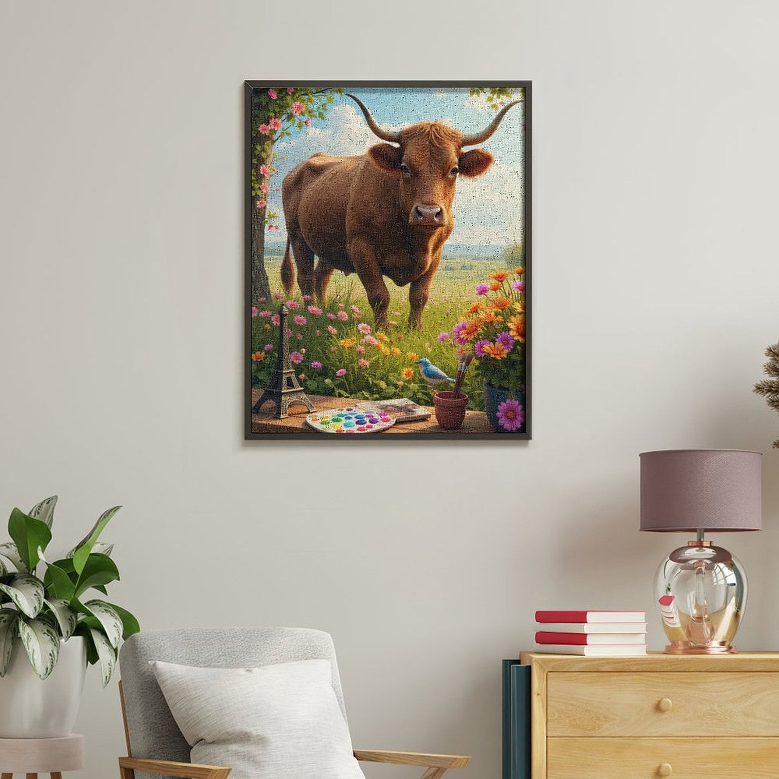 Paint By Numbers Kit for Adults Beginner - Nature Landscape Cow Art Supplies DIY Canvas Painting Kits for Adults, Frameless Paint By Number for Adults for Home Wall Decor 16x20 Inch