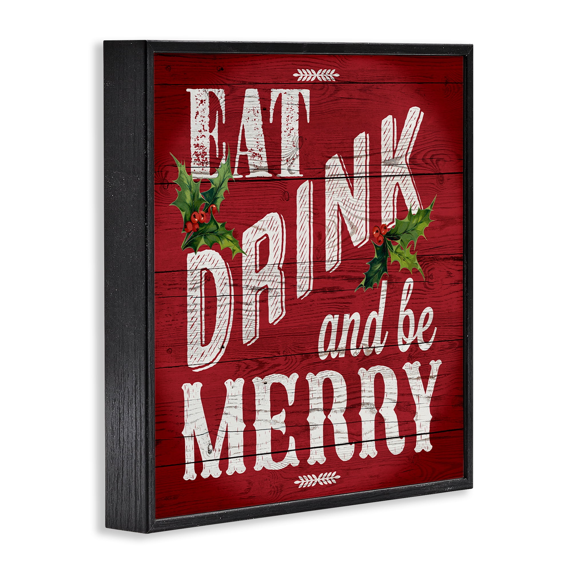 Stupell Industries Vintage Be Merry Holiday Painting Black Framed Art Prints Wall Art, 12 x 12