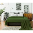 thumbnail image 3 of 100% Cotton Basket Weave Thermal Bed Blanket Breathable Soft Layering All Season Medium Weight 90''X90'' - Hunter Green, 3 of 5