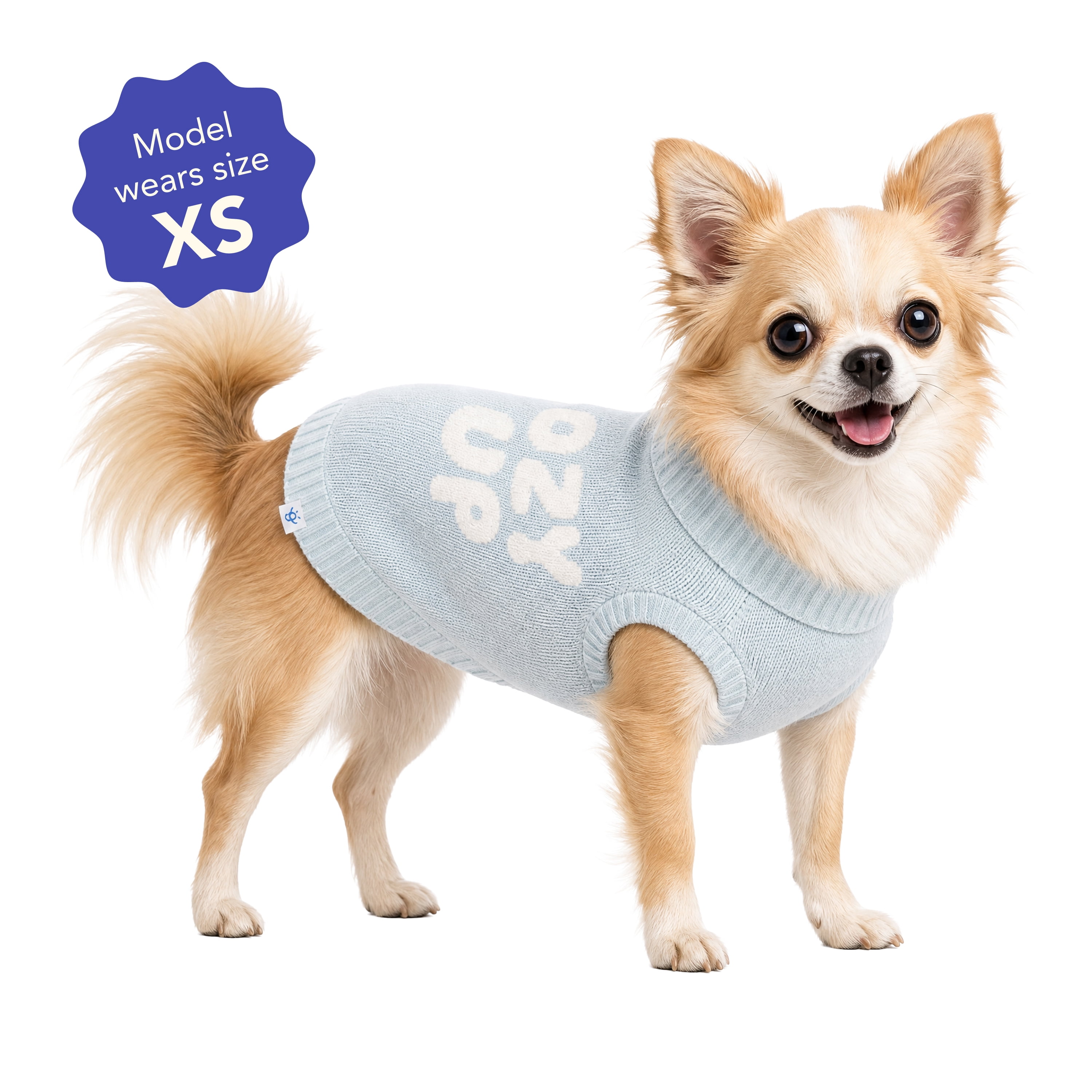 Oodles Cozy Pup Fall Dog Sweater, Blue, XS