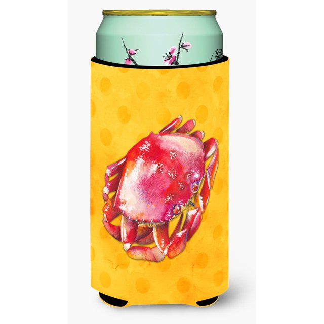 ""Caroline's Treasures Cangrejo Amarillo Lunares Niño Bebida Aislador Hugger Alto Multicolor""
