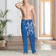 thumbnail image 2 of Sigee Blue Christmas With Snowflakes print Men's Pajama Pants Lounge Sleep Bottoms with Elastic Waistband and Pockets-Small, 2 of 6