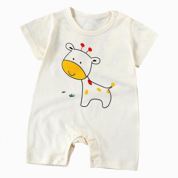 KPOPLK Baby Boys Clothes Newborn Romper Solid Short Sleeve One Piece Jumpsuit Infant Summer Spring Outfits(12-18 Months,Beige)