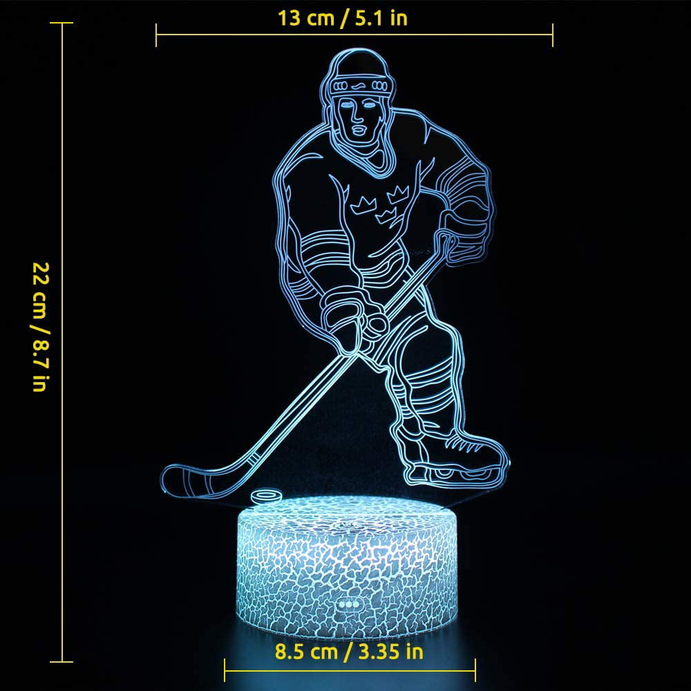 3D Ice Hockey Player Night Light Puppy Table Lamp Decor Table Desk Optical Illusion Lamps 7 Color Changing Lights LED Table Lamp Xmas Home Love Brithday Children Kids Decor Toy Gift 