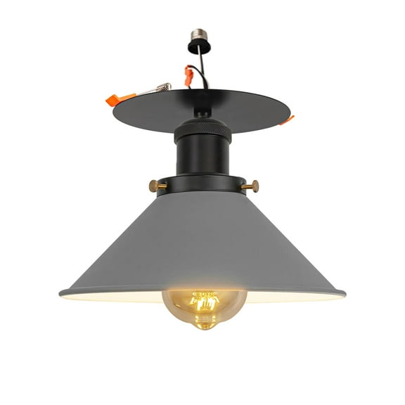 Kiven Can Lights Retrofit Recessed Lighting with E26 Power Outlet Adapter, 4/5/6 Inch Replacement Conversion Kit, Farmhouse Recessed Lighting Converter Kit for Hallway Kitchen,Grey BD0173