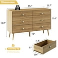 thumbnail image 2 of YouTrend Mid-Century 6 Drawer Dresser with Shell-Shape Handles,Wood Adult Storage Cabinet for Living Room,Bedroom,Oak, 2 of 11