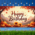 thumbnail image 7 of Autumn Leaves Happy Birthday Pumpkins Sunflowers Harvest Banner for Celebration Outdoor Decoration Thanksgiving, 7 of 7