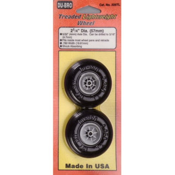 Dubro 225TL 2-1/4" Diameter Treaded Lightweight Wheel (2)