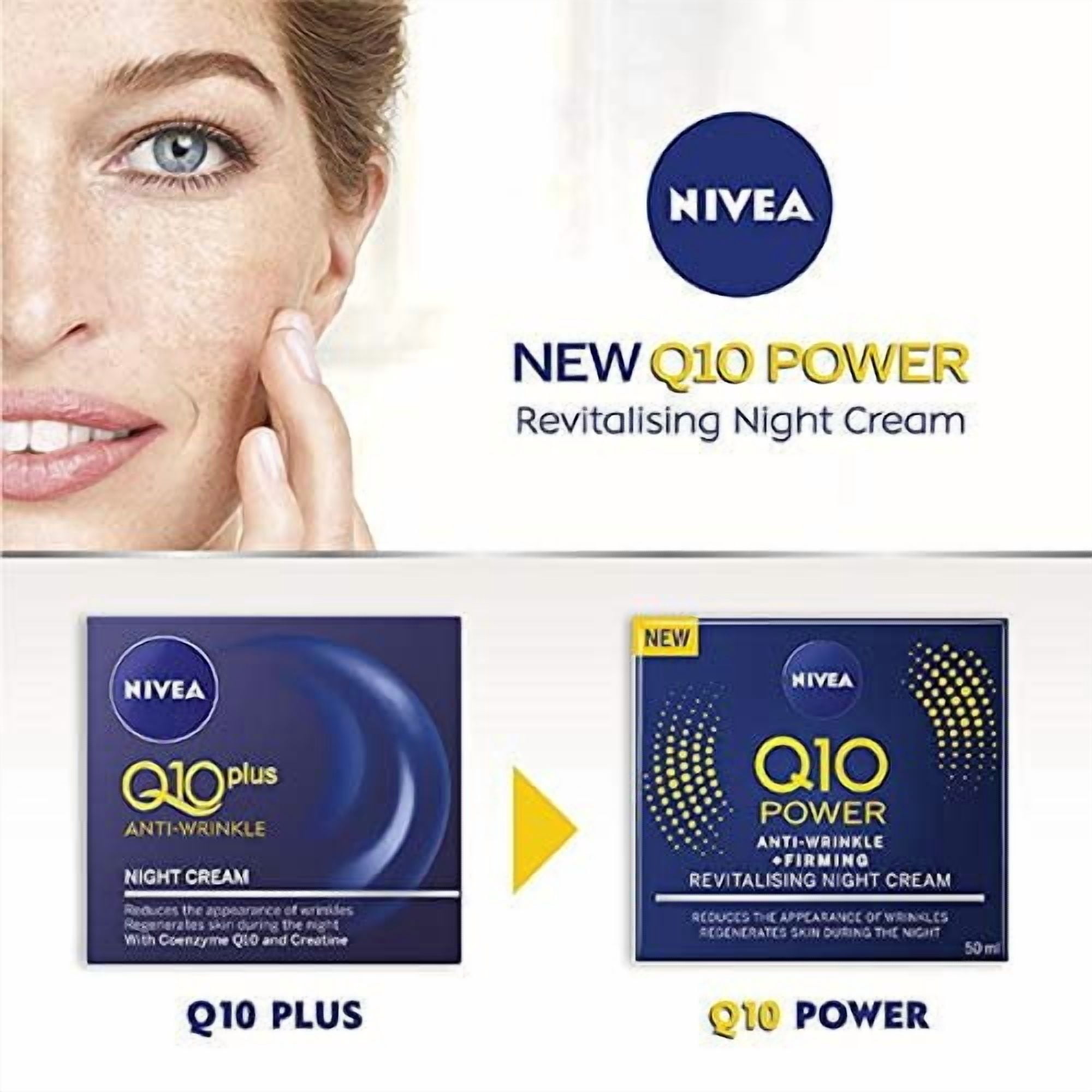 Nivea Q10 Plus Anti-Wrinkle Face Night Cream, 50 ml, Pack of 3