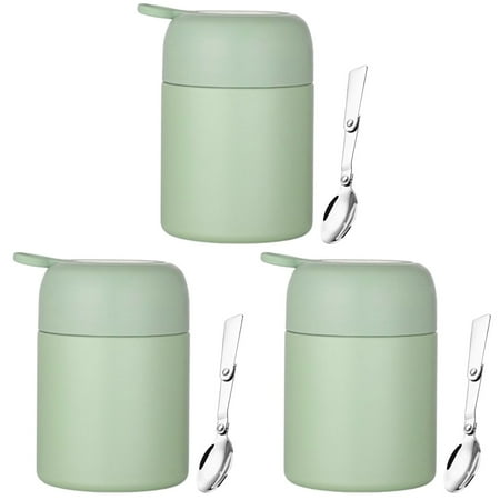 

Athitqq 3pcs Insulation Cup Soup Container Thermal Breakfast Cup with Foldable Spoon Milk Cup