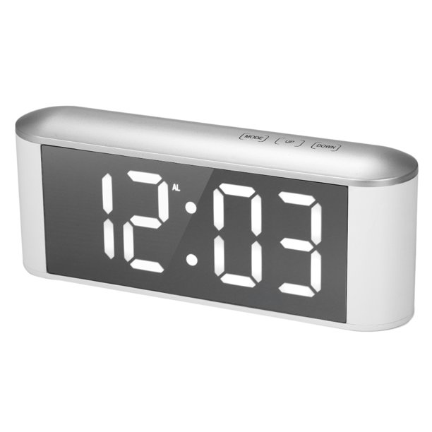 Yuarrent Reloj digital LED Pantalla de temperatura Posponer Reloj electrónico para el hogar de espejo Termómetro de escritorio Decoración del hogar blanco Yuarrent HA3257-01B