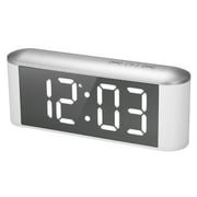 Redempat Digital Clock LED Temperature Display Snooze Home Electronic Clock Mirror Table Desktop blue