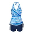 thumbnail image 4 of Xudanell Women’S Two-Piece Tankini Padded Adjustable Drawstring Swimsuit With Boyshorts,Spa Relaxation, Swimming, And Beach Fun Tankini Swimsuits For Women (Q-Sky Blue,L), 4 of 9