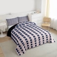 thumbnail image 3 of Feelyou Rectangle Abstract Men Queen Comforter Set, Seashell Navy Checkered Bedding Sets, Simple Fashion Style Reversible Bedding Comforter Set, Luxury Bedroom Decor, 3 Pieces, 3 of 8