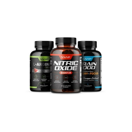 Snap Supplements Nitric Oxide Booster + L-Arginine + Nootropic Brain Booster (60+60+60) Capsules