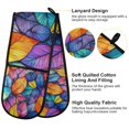 thumbnail image 2 of Yayeee Double Oven Mitt Kitchen Heat Resistant Baking 35" x7" Quilted Glove, Colorful Leaves, 2 of 6