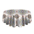 thumbnail image 5 of Round Waterproof Tablecloth 60×60 Inch, Boho Style Reusable Indoor/Outdoor Durable Table Cover for Party Kitchen Dinner Room Decor, 5 of 6