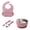 Hot Pink, variant on Guodhu Stainless Steel Plate with Suction Base Feeding Set Non Slip Silicone Suction Bowl Bib Fork Spoon Set Kids Dinnerware Red(Hot Pink)