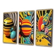 thumbnail image 3 of Designart "Vivid Spheres - A Pop Art Palette III" Modern Geometric Framed Wall Art Set Of 3 - Yellow Abstract Geometric Frame Canvas Set For Living Room Decor, 3 of 6