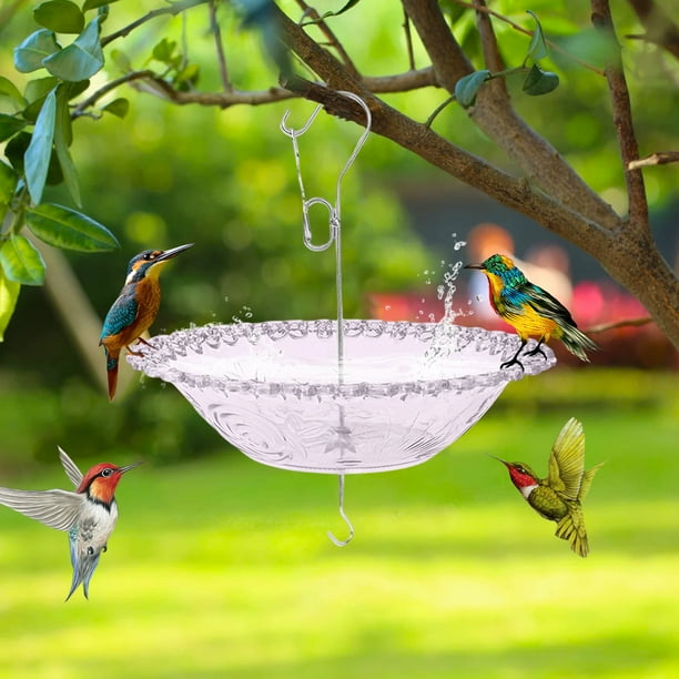 Bebedero y comedero para aves de jardín al aire libre | Cubierta a prueba de viento y lluvia | Decoración colgante para patio | Accesorio para santuario de aves al aire libre | Fácil instalación | 1