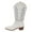 White, variant on Cowboys Boots for Women Mid Calf Cowgirl Boots with Embroidery Round Toe Western Chunky Low Heel Shoes Brown,Size 9.5