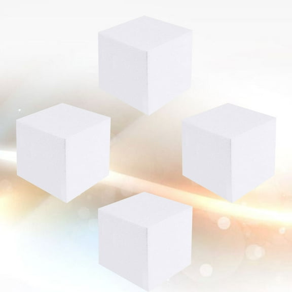 HOOWIFFY 4Pcs White Foam Cubes for Cake Mold Practice Smooth Board for DIY Cake Display and Craft Projects