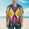thumbnail image 4 of Kll Men'S Hawaiian Shirt Short Sleeve Button Down Beach Shirts-Mardi Gras4, 4 of 8
