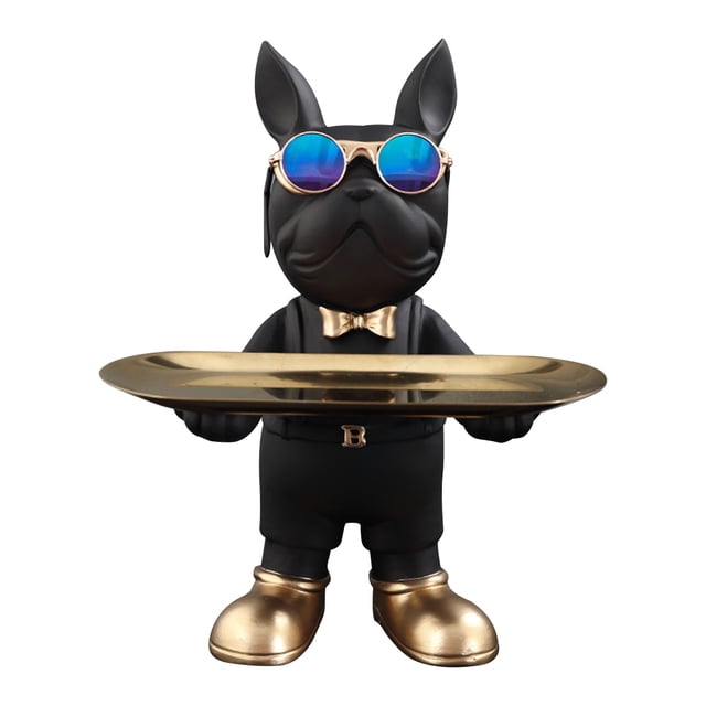 Figura Bulldog Francés Adorno Almacenamiento Resina Escultura Escritorio ()