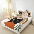 thumbnail image 4 of Manfei Cute Cat Twin Sheet Sets,Brown Geometric Striped Twin Fitted Sheet,Pet Lover Flat Sheet For Girls Kids,Super Cozy Room Decor,3 Pieces, 4 of 7