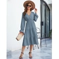 thumbnail image 5 of Women's Spring Dress, Long Sleeve Mini Tunic Casual V Neck Wedding Guest Dresses, 5 of 8