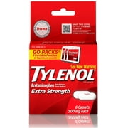 TYLENOL Pain Reliever Fever Reducer Caplets Extra Strength, 500 mg 6 Caplets (Pack of 6)