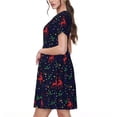 thumbnail image 2 of Disketp Christmas Deer para Vestido de Manga Corta para Mujeres, Vestidos de Verano para Mujeres, Casual y Holgado para la Playa, 2 of 6