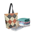 thumbnail image 2 of FORMRS Womens Canvas Tote Bag with Zipper Inner Pocket Shoulder Handbag, Checkered Pattern, 2 of 7