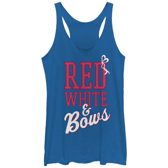 Women's CHIN UP 4th of July and Bows  Racerback Tank Top Royal Blue Heather Small