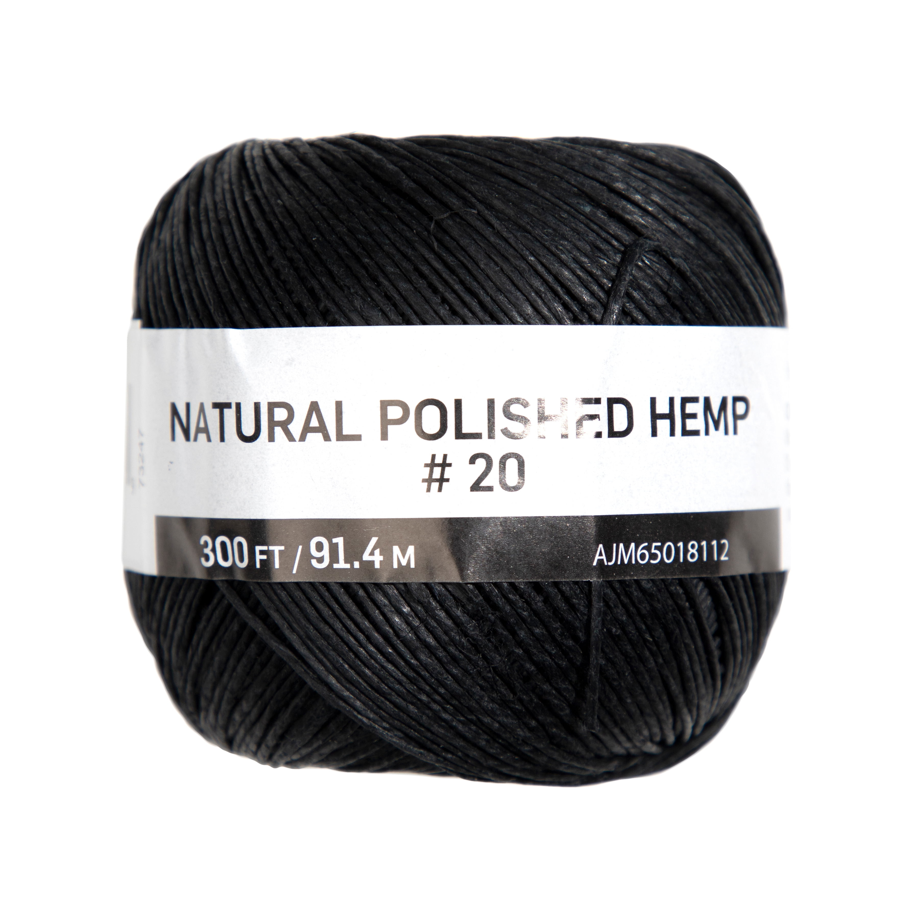 (3 pack) Cousin DIY 20lb Natural Polished Thin Hemp Twine, Crafting/Jewelry, Black, 300ft Roll