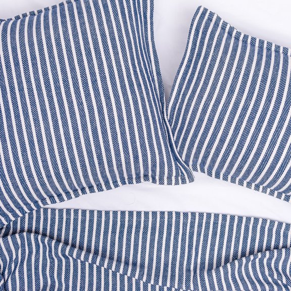 Bengal Stripe Soft Decor Decoration Throw Blanket for Couch Sofa Bed Chair Reversible Cotton 108"x90" Blue