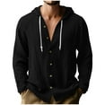 thumbnail image 1 of RXMEKW Solid Color Hooded Cardigan for Men with Button Front and Long Sleeves, 1 of 8