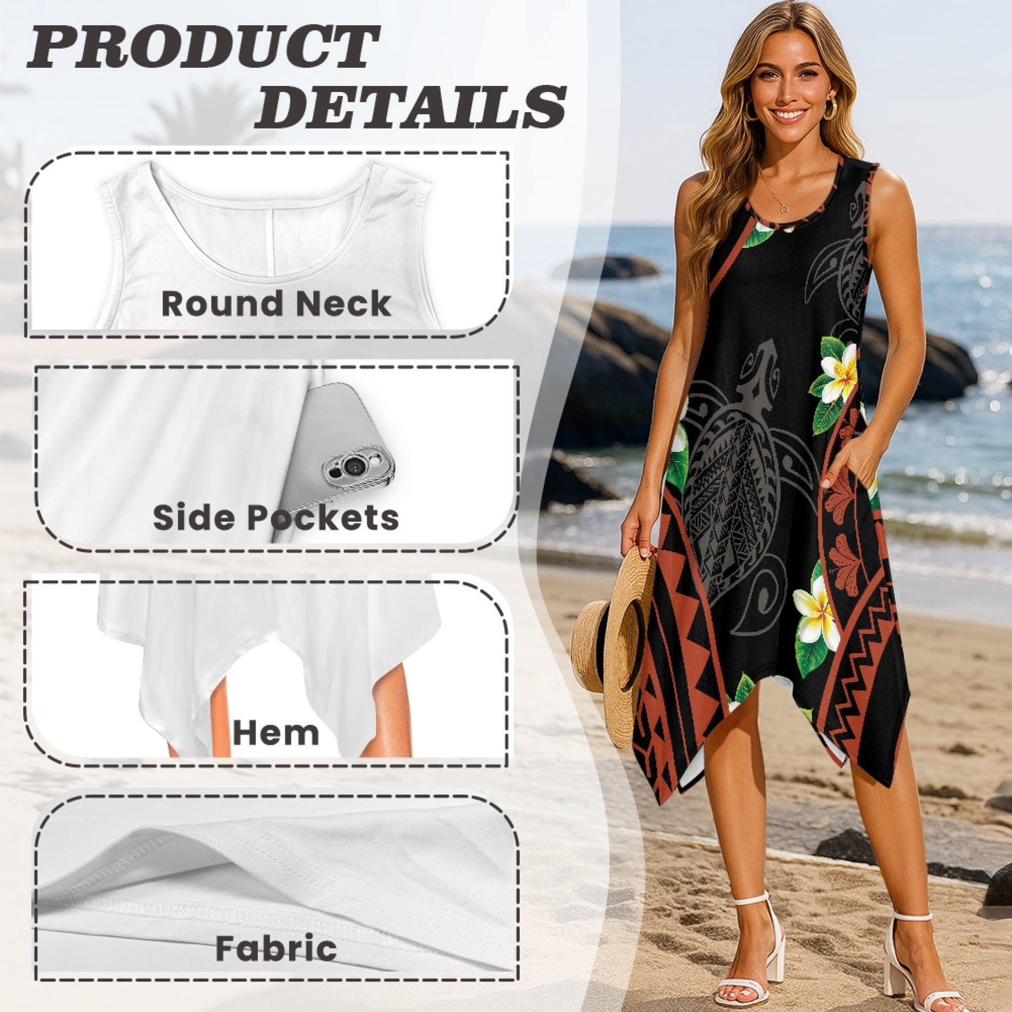 Kirablend Tessa Tropical-Print Tank Midi Dress
