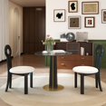 thumbnail image 2 of Miekor Furniture Modern Round Negotiation Table - 85cm Tempered Glass Top, Black Wooden Legs with Golden Metal Base(Only the Negotiation Table) MK8734, 2 of 12