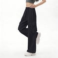 thumbnail image 5 of Cutuoiiu Womens Solid Color Cargo Pants Multiple Pockets Drawstring Waist Breathable Sports Trousers Gifts, 5 of 6
