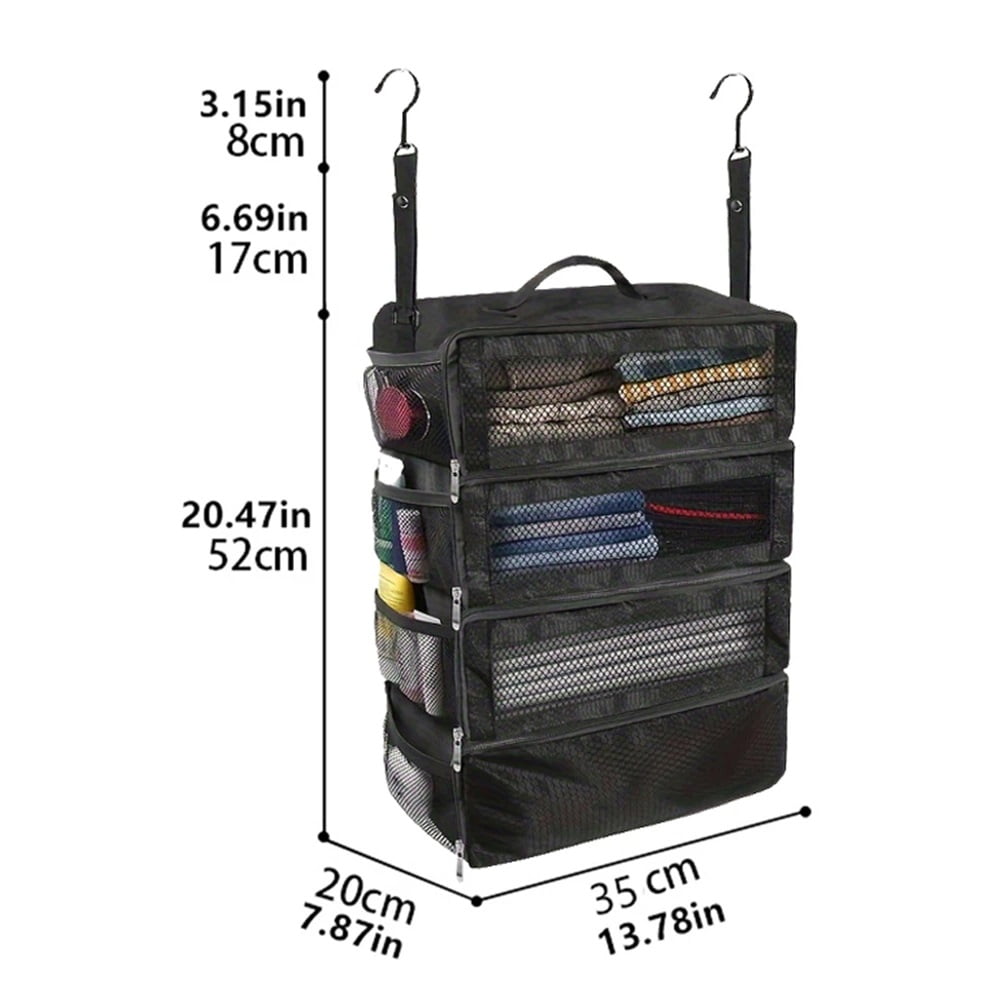 Hanging Packing Cubes All in One Ultra-Light Travel Shelves Portable Compression Organizer Bag Essentials for Carry-on Luggage Suitcase Closet Wardrobe Accessories