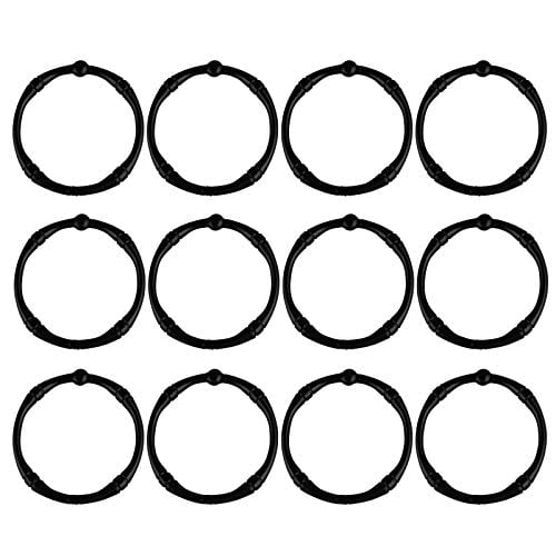 Rustproof Metal Shower Curtain Hooks, 12-Pack Decorative Round Bathroom Rings for Shower Rod, Durable Black Finish