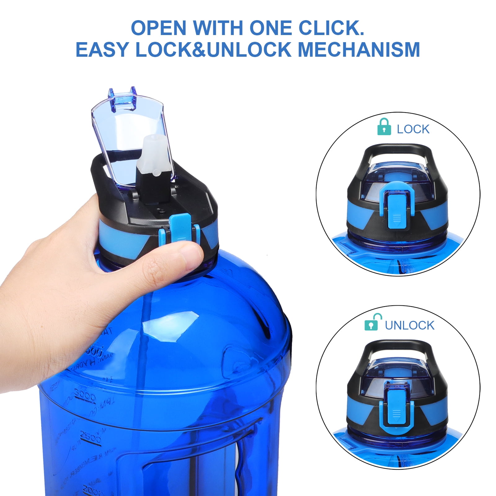 VANZACK Sport Bottle Gallon Water Jug Fitness Water Bottle Waterbottle Gym  Water Jug Kids Straw Water Bottle Workout Bottles for Men Drink Bottle Man