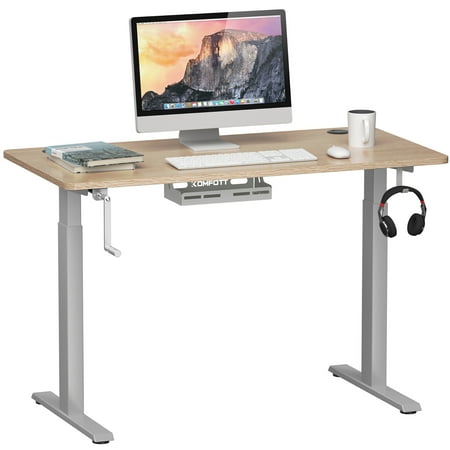 UPC: 6975214680536 | Costway 48   Sit Stand Desk Adjustable Standing Workstation w/Crank Handle Grey
